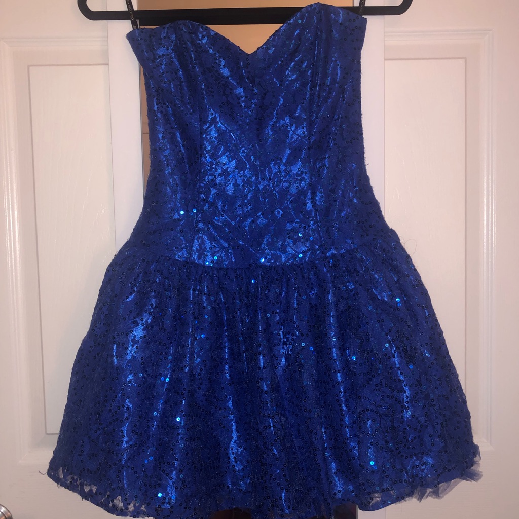 Blue Sequin Homecoming Dress